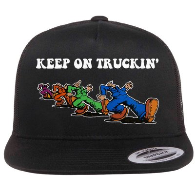Keep On Truckin Distressed Arts Cars Truck Drivers Flatbill Hat