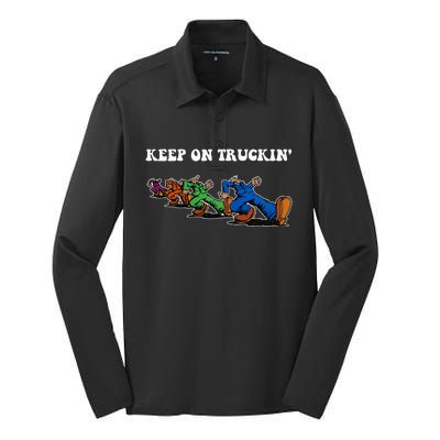 Keep On Truckin Distressed Arts Cars Truck Drivers Silk Touch Performance Long Sleeve Polo