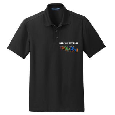 Keep On Truckin Distressed Arts Cars Truck Drivers Dry Zone Grid Polo