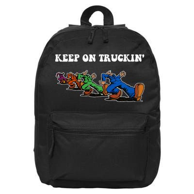 Keep On Truckin Distressed Arts Cars Truck Drivers 16 in Basic Backpack