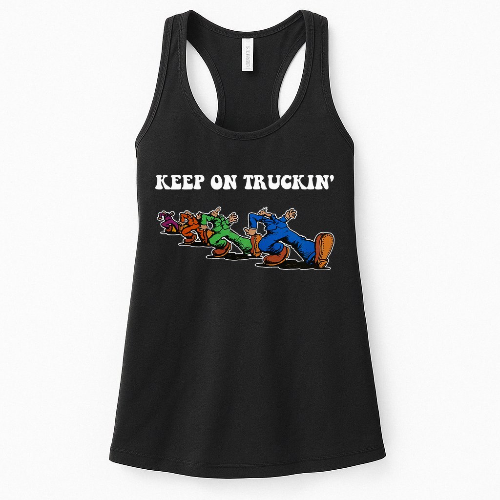Keep On Truckin Distressed Arts Cars Truck Drivers Womens Tank Top