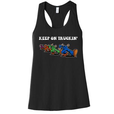 Keep On Truckin Distressed Arts Cars Truck Drivers Women's Racerback Tank