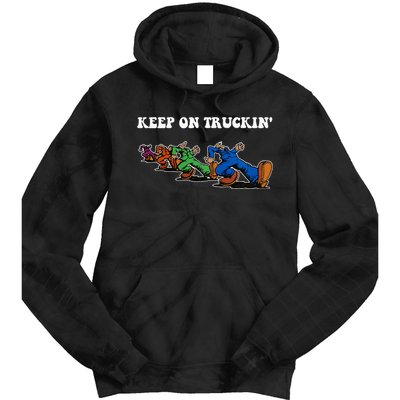 Keep On Truckin Distressed Arts Cars Truck Drivers Tie Dye Hoodie