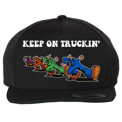 Keep On Truckin Distressed Arts Cars Truck Drivers Wool Snapback Cap