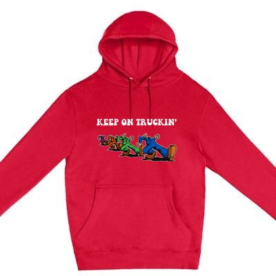 Keep On Truckin Distressed Arts Cars Truck Drivers Premium Pullover Hoodie