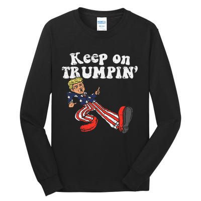 Keep On Trumpin Funny Usa Flag Support Reelect Trump 2020 Tall Long Sleeve T-Shirt