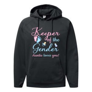 Keeper Of The Gender Auntie Loves Gender Reveal Party Idea Performance Fleece Hoodie