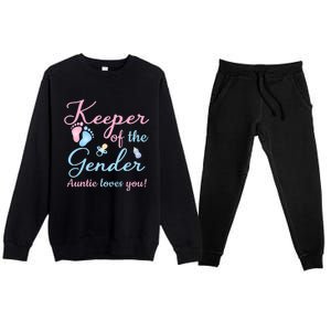 Keeper Of The Gender Auntie Loves Gender Reveal Party Idea Premium Crewneck Sweatsuit Set