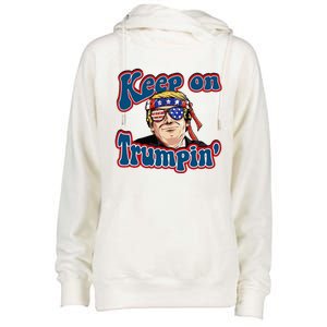 Keep On Trumpin Funny Political Trump Design Womens Funnel Neck Pullover Hood