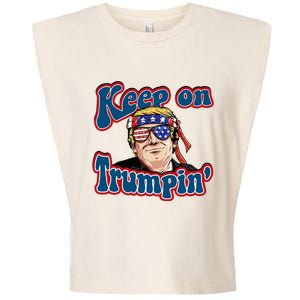 Keep On Trumpin Funny Political Trump Design Garment-Dyed Women's Muscle Tee