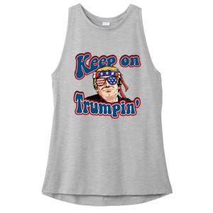 Keep On Trumpin Funny Political Trump Design Ladies PosiCharge Tri-Blend Wicking Tank