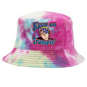 Keep On Trumpin Funny Political Trump Design Tie-Dyed Bucket Hat