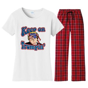 Keep On Trumpin Funny Political Trump Design Women's Flannel Pajama Set