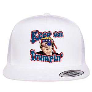 Keep On Trumpin Funny Political Trump Design Flat Bill Trucker Hat