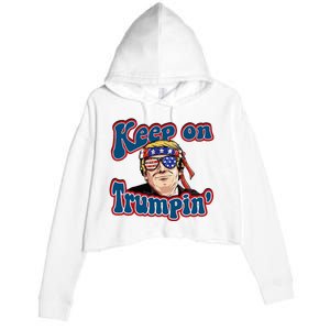 Keep On Trumpin Funny Political Trump Design Crop Fleece Hoodie