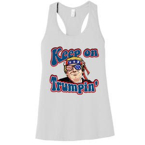 Keep On Trumpin Funny Political Trump Design Women's Racerback Tank