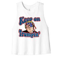 Keep On Trumpin Funny Political Trump Design Women's Racerback Cropped Tank