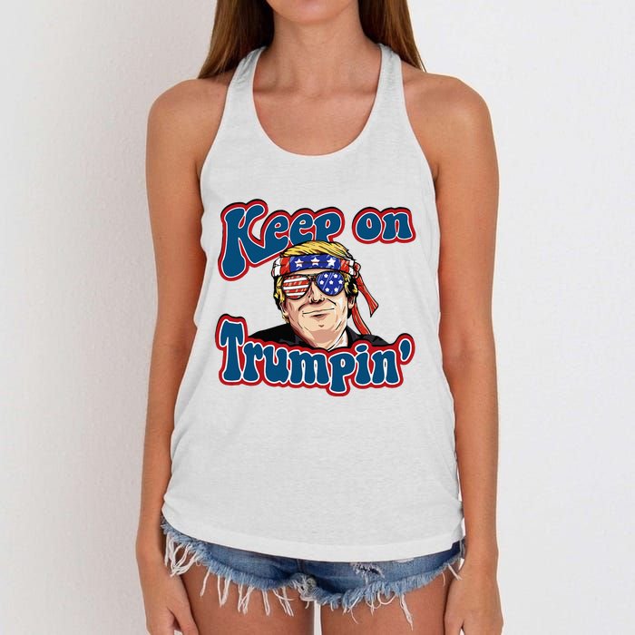 Keep On Trumpin Funny Political Trump Design Women's Knotted Racerback Tank