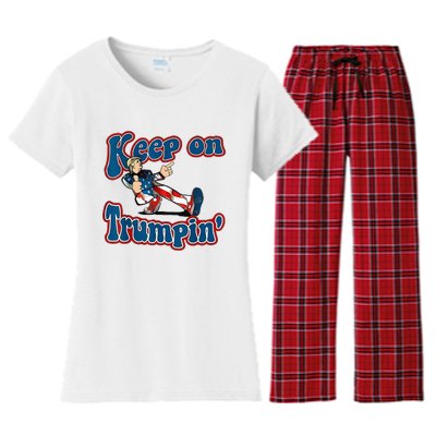 Keep On Trumpin Trump For President 2024 Usa Flag Women's Flannel Pajama Set