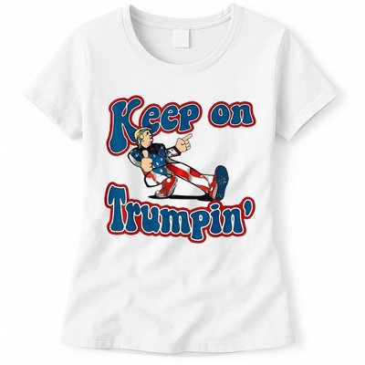 Keep On Trumpin Trump For President 2024 Usa Flag Womens T-Shirt