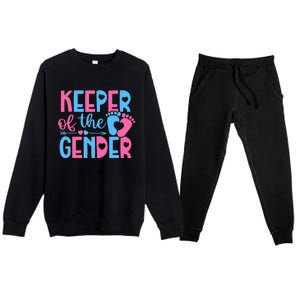 Keeper Of The Gender Gender Reveal Party Baby Shower Premium Crewneck Sweatsuit Set