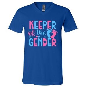 Keeper Of The Gender Gender Reveal Party Baby Shower V-Neck T-Shirt