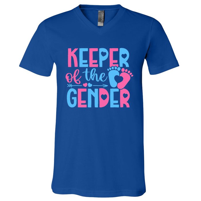 Keeper Of The Gender Gender Reveal Party Baby Shower V-Neck T-Shirt