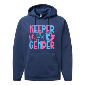 Keeper Of The Gender Gender Reveal Party Baby Shower Performance Fleece Hoodie