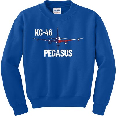 KC46 Pegasus Air Force Pilot American Flag Funny Aviation  Kids Sweatshirt