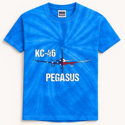 KC46 Pegasus Air Force Pilot American Flag Funny Aviation  Kids Tie-Dye T-Shirt