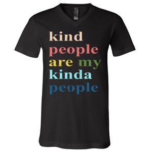 Kind People Are My Kinda People Retro Colorful V-Neck T-Shirt