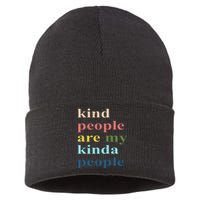 Kind People Are My Kinda People Retro Colorful Sustainable Knit Beanie