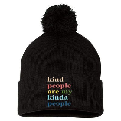 Kind People Are My Kinda People Retro Colorful Pom Pom 12in Knit Beanie