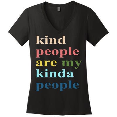 Kind People Are My Kinda People Retro Colorful Women's V-Neck T-Shirt