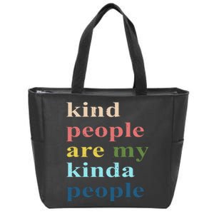 Kind People Are My Kinda People Retro Colorful Zip Tote Bag