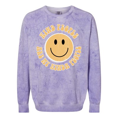 Kind People Are My Kinda People Retro Smiley Colorblast Crewneck Sweatshirt