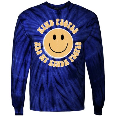 Kind People Are My Kinda People Retro Smiley Tie-Dye Long Sleeve Shirt