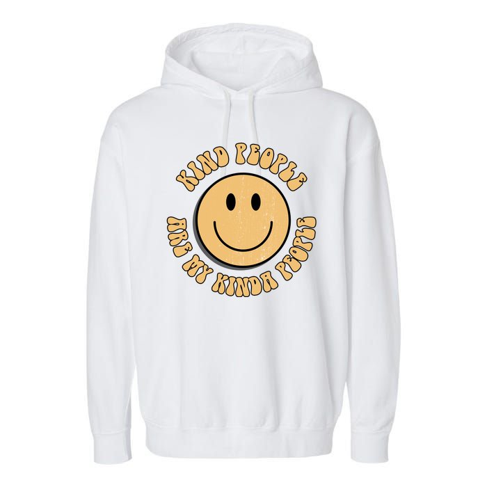 Kind People Are My Kinda People Retro Smiley Garment-Dyed Fleece Hoodie