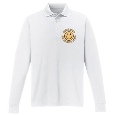 Kind People Are My Kinda People Retro Smiley Performance Long Sleeve Polo