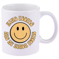 Kind People Are My Kinda People Retro Smiley 11oz C Handle Ceramic Mug