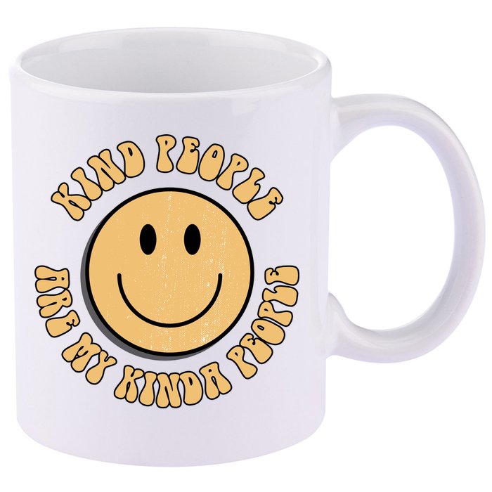 Kind People Are My Kinda People Retro Smiley 11oz C Handle Ceramic Mug