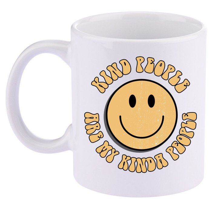 Kind People Are My Kinda People Retro Smiley 11oz C Handle Ceramic Mug