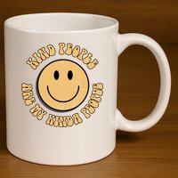 Kind People Are My Kinda People Retro Smiley 11oz C Handle Ceramic Mug