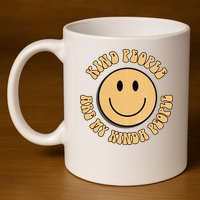 Kind People Are My Kinda People Retro Smiley 11oz C Handle Ceramic Mug