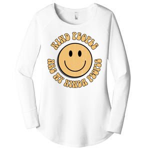 Kind People Are My Kinda People Retro Smiley Women's Perfect Tri Tunic Long Sleeve Shirt