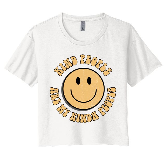 Kind People Are My Kinda People Retro Smiley Crop Top