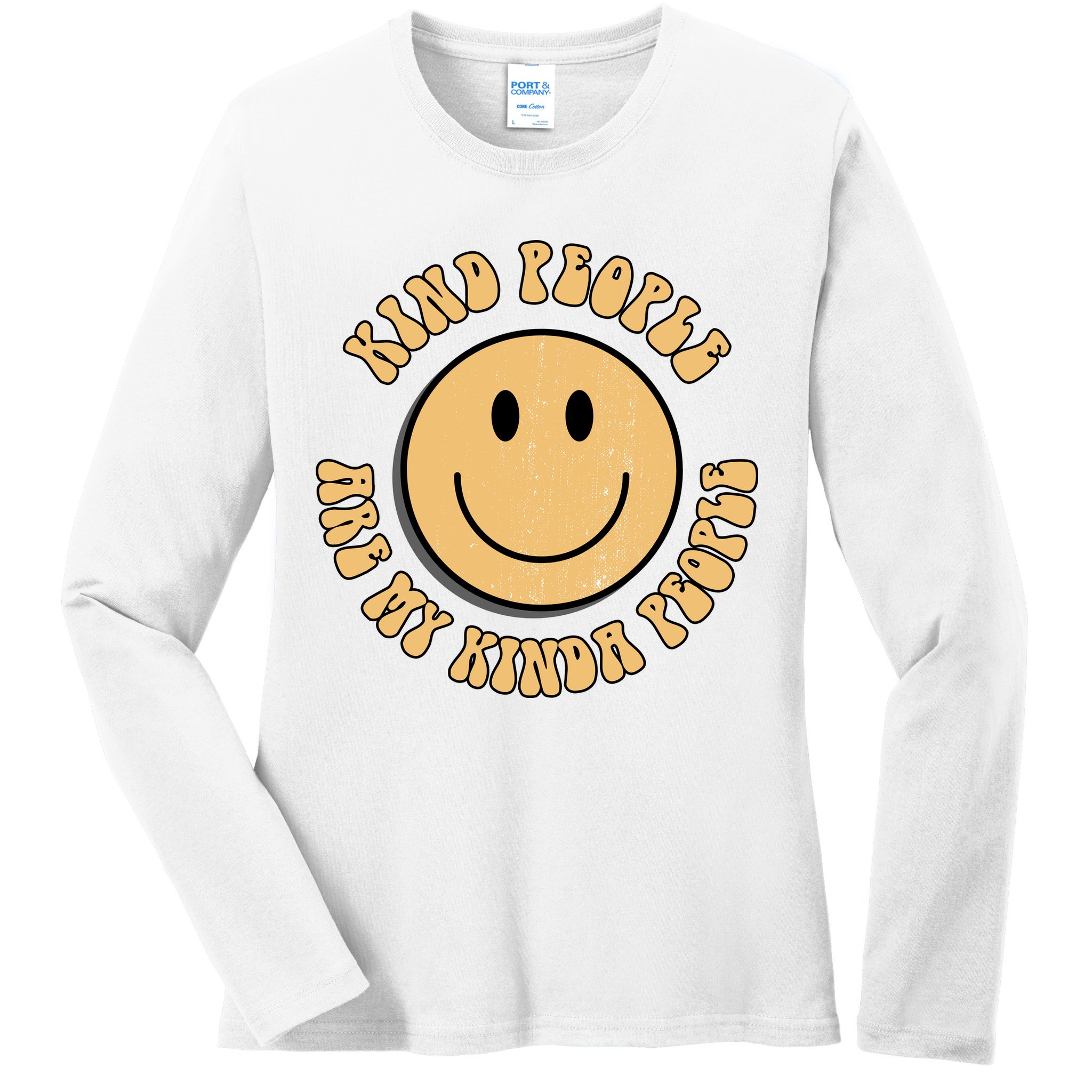 Kind People Are My Kinda People Retro Smiley Ladies Long Sleeve Shirt