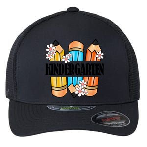 Kindergarten Pencil And Flower Back To School Graphic Flexfit Unipanel Trucker Cap