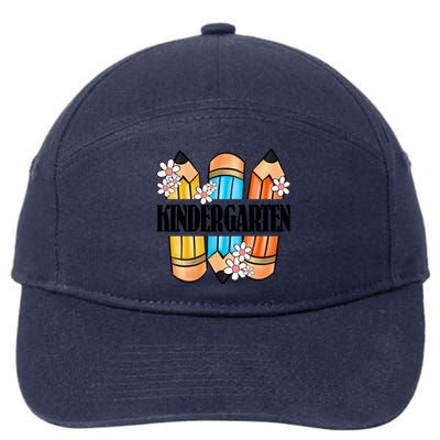 Kindergarten Pencil And Flower Back To School Graphic 7-Panel Snapback Hat