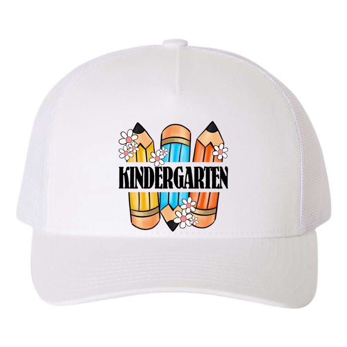 Kindergarten Pencil And Flower Back To School Graphic Yupoong Adult 5-Panel Trucker Hat